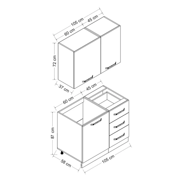 Minar 105 Cm Mutfak Dolabı Beyaz 105-B1 - Resim 8