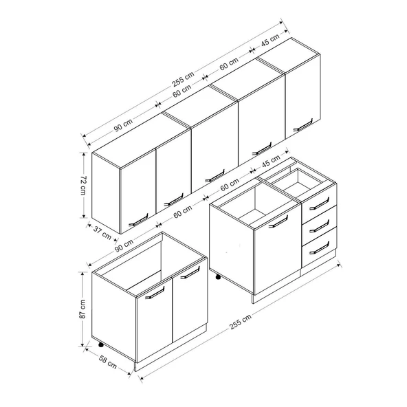 Minar 255 Cm Mutfak Dolabı Beyaz Dore 255-D9 - Resim 8