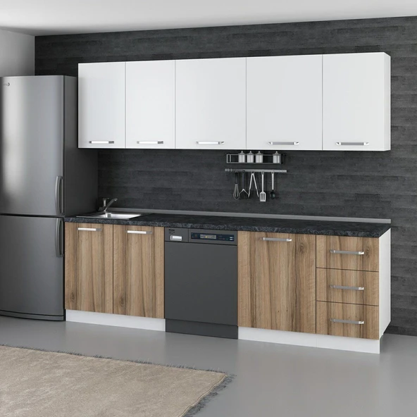 Minar 255 Cm Mutfak Dolabı Beyaz Dore 255-D9 - Resim 3