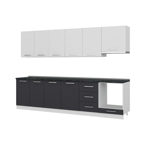 Minar 300 Cm Mutfak Dolabı Beyaz Antrasit 300-A6 - Resim 4