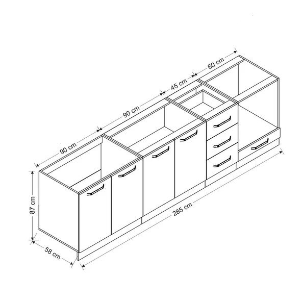 Minar 285 Cm Mutfak Dolabı Beyaz Dore 285-D6 - Resim 8