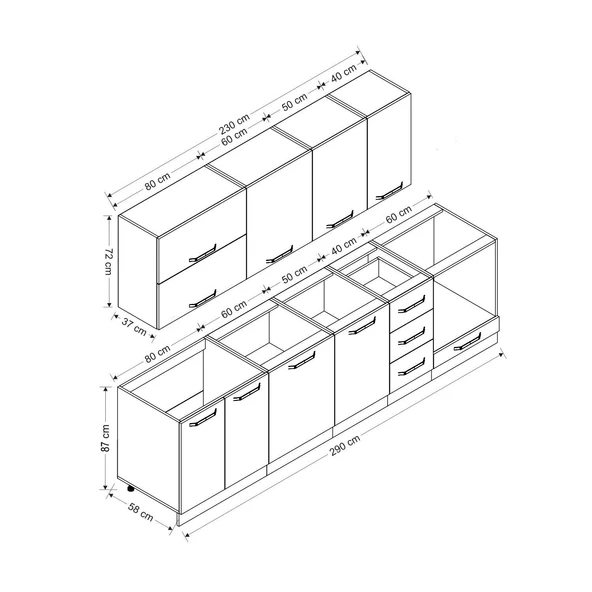 Minar 290 Cm Mutfak Dolabı Beyaz 290-B6 - Resim 8