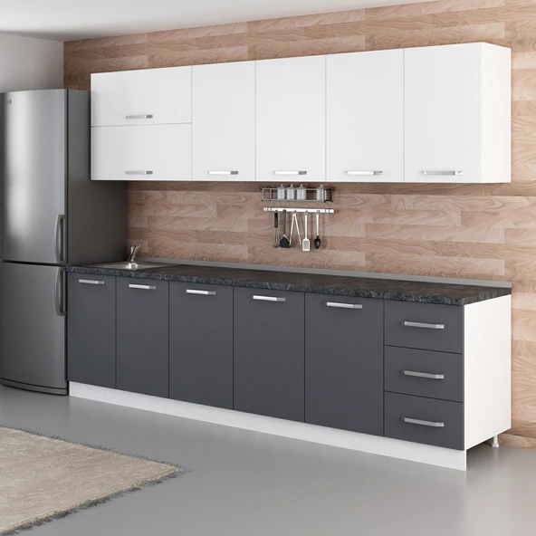 Minar 285 Cm Mutfak Dolabı Beyaz Antrasit 285-A1 - 5