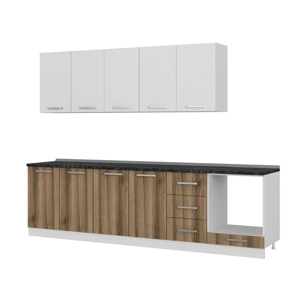 Minar 285 Cm Mutfak Dolabı Beyaz Dore 285-D6 - Resim 4