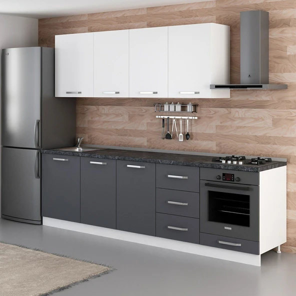 Minar 270 Cm Mutfak Dolabı Beyaz Antrasit 270-A3 - Resim 5