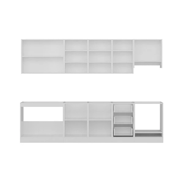 Minar 295 Cm Mutfak Dolabı Beyaz Antrasit 295-A8 - Resim 7