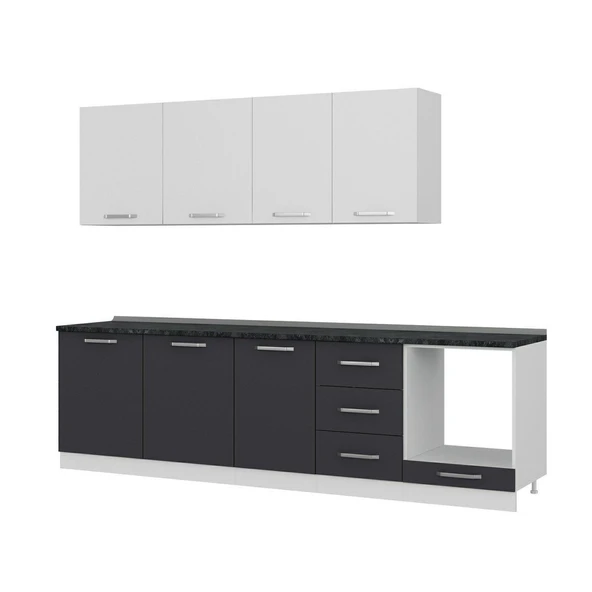 Minar 280 Cm Mutfak Dolabı Beyaz Antrasit 280-A3 - 4