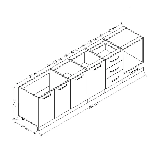 Minar 300 Cm Mutfak Dolabı Beyaz Antrasit 300-A4 - 8