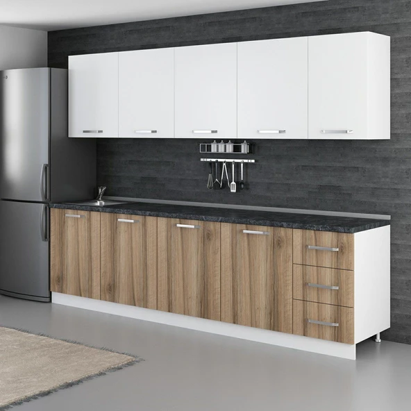 Minar 285 Cm Mutfak Dolabı Beyaz Dore 285-D2 - Resim 5