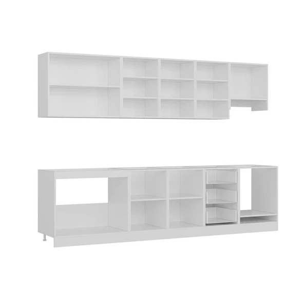 Minar 300 Cm Mutfak Dolabı Beyaz Antrasit 300-A6 - Resim 6