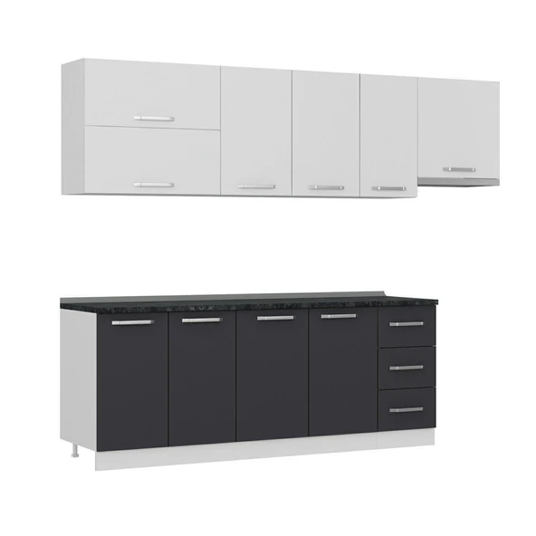 Minar 270 Cm Mutfak Dolabı Beyaz Antrasit 270-A7 - Resim 3