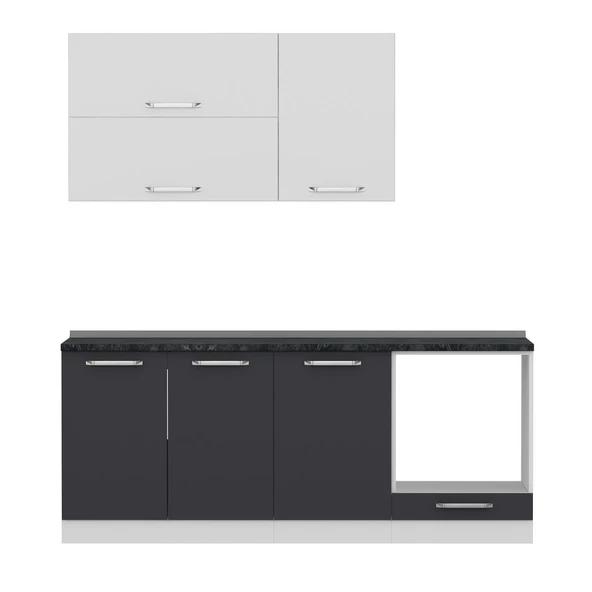 Minar 200 Cm Mutfak Dolabı Beyaz Antrasit 200-A6 - Resim 6