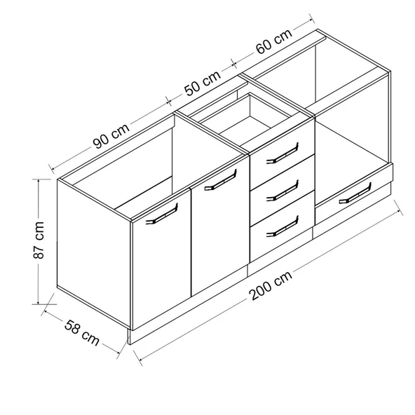 Minar 200 Cm Mutfak Dolabı Beyaz 200-B3 - Resim 8