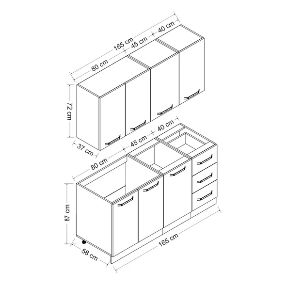 Minar 165 Cm Mutfak Dolabı Beyaz 165-B1 - Resim 8