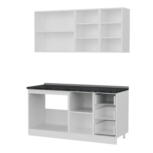 Minar 165 Cm Mutfak Dolabı Beyaz Dore 165-D2 - Resim 4