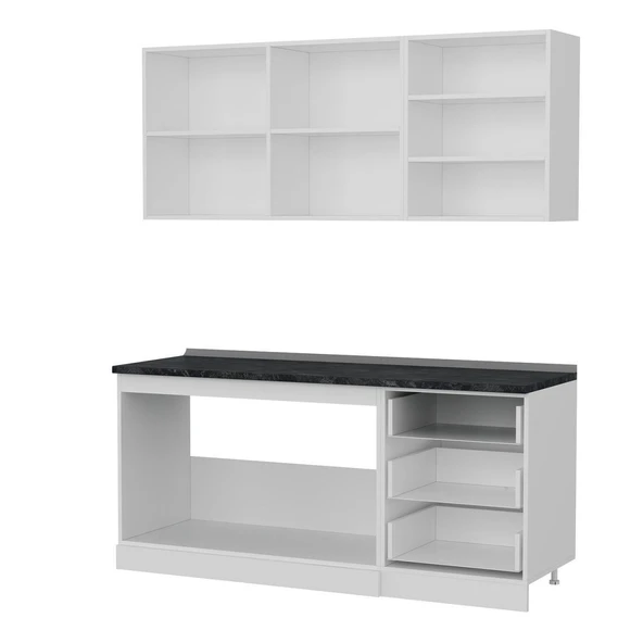 Minar 180 Cm Mutfak Dolabı Beyaz Dore 180-D1 - Resim 4