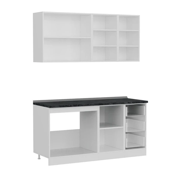 Minar 165 Cm Mutfak Dolabı Beyaz Antrasit 165-A1 - Resim 7