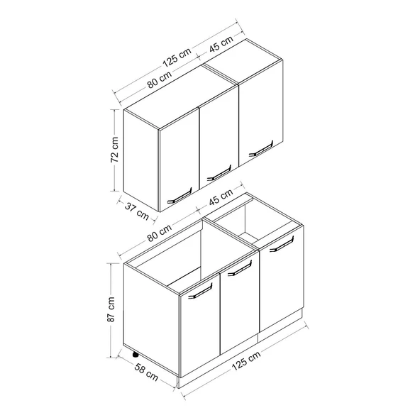 Minar 125 Cm Mutfak Dolabı Beyaz 125-B1 - Resim 8