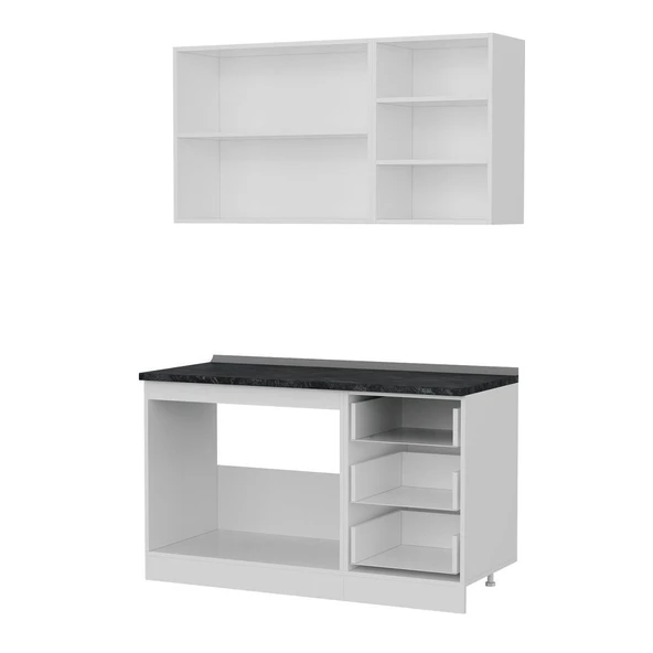 Minar 140 Cm Mutfak Dolabı Beyaz 140-B1 - Resim 4