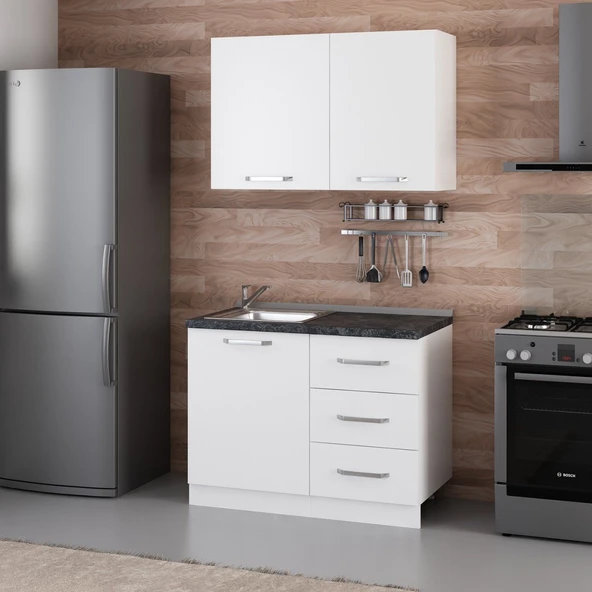 Minar 110 Cm Mutfak Dolabı Beyaz 110-B1 - Resim 3