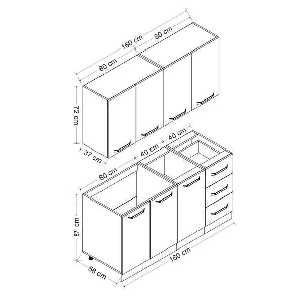 Minar 160 Cm Mutfak Dolabı Beyaz Dore 160-D1 - Resim 8