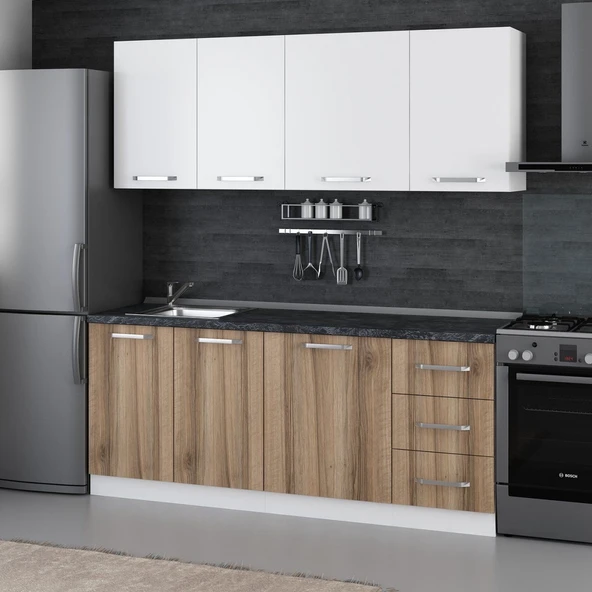 Minar 195 Cm Mutfak Dolabı Beyaz Dore 195-D1 - Resim 3