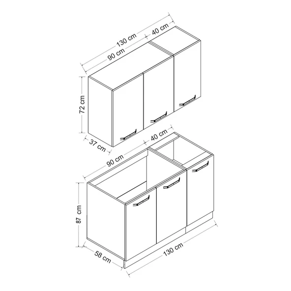 Minar 130 Cm Mutfak Dolabı Beyaz 130-B1 - Resim 8