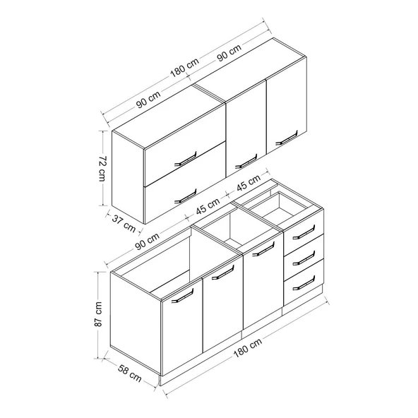 Minar 180 Cm Mutfak Dolabı Beyaz Antrasit 180-A2 - Resim 8