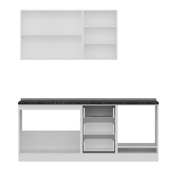 Minar 200 Cm Mutfak Dolabı Beyaz Antrasit 200-A3 - Resim 2