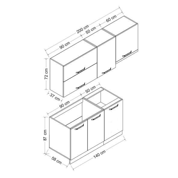 Minar 200 Cm Mutfak Dolabı Beyaz Antrasit 200-A7 - Resim 8