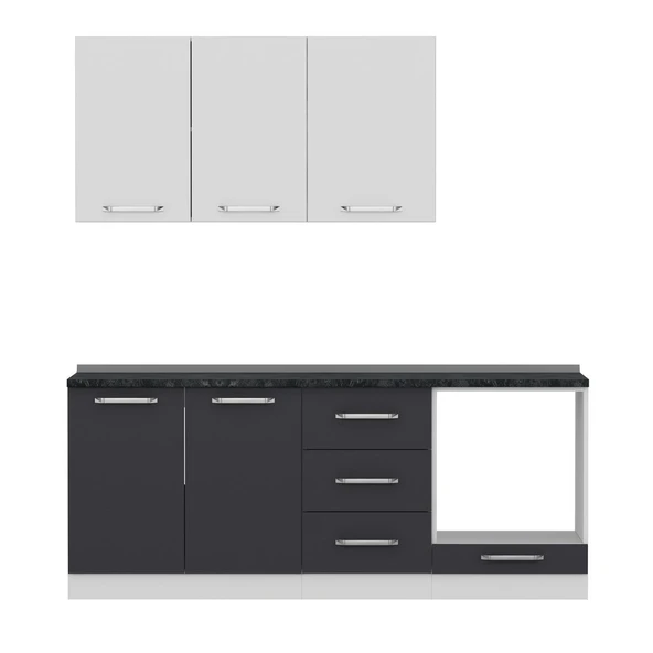 Minar 200 Cm Mutfak Dolabı Beyaz Antrasit 200-A3 - Resim 6