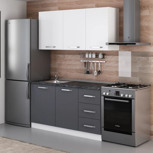 Minar 155 Cm Mutfak Dolabı Beyaz Antrasit 155-A1 - Resim 5