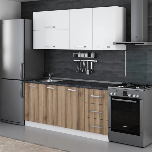 Minar 185 Cm Mutfak Dolabı Beyaz Dore 185-D2 - Resim 5