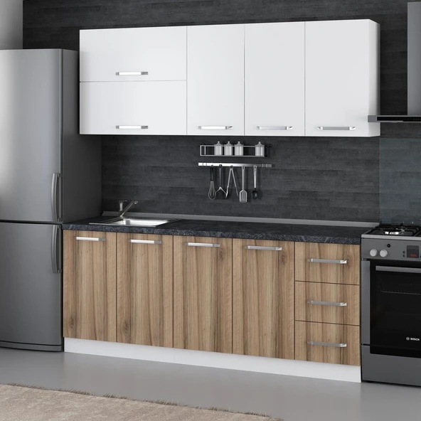 Minar 200 Cm Mutfak Dolabı Beyaz Dore 200-D1 - Resim 3