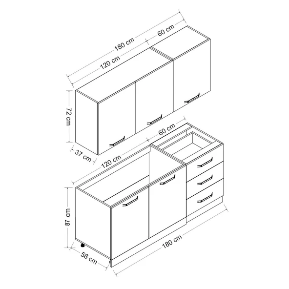 Minar 180 Cm Mutfak Dolabı Beyaz Dore 180-D1 - Resim 8
