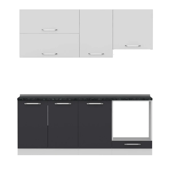 Minar 200 Cm Mutfak Dolabı Beyaz Antrasit 200-A8 - Resim 6