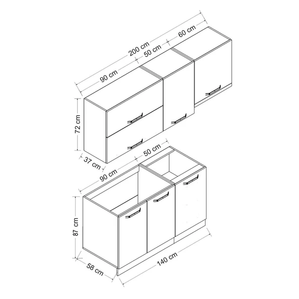 Minar 200 Cm Mutfak Dolabı Beyaz 200-B7 - Resim 8