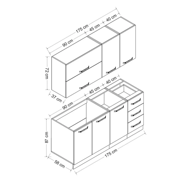 Minar 175 Cm Mutfak Dolabı Beyaz Dore 175-D2 - Resim 8