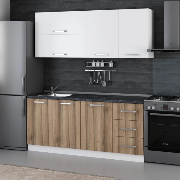 Minar 185 Cm Mutfak Dolabı Beyaz Dore 185-D2 - Resim 3