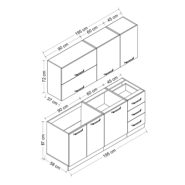 Minar 195 Cm Mutfak Dolabı Beyaz 195-B2 - Resim 8
