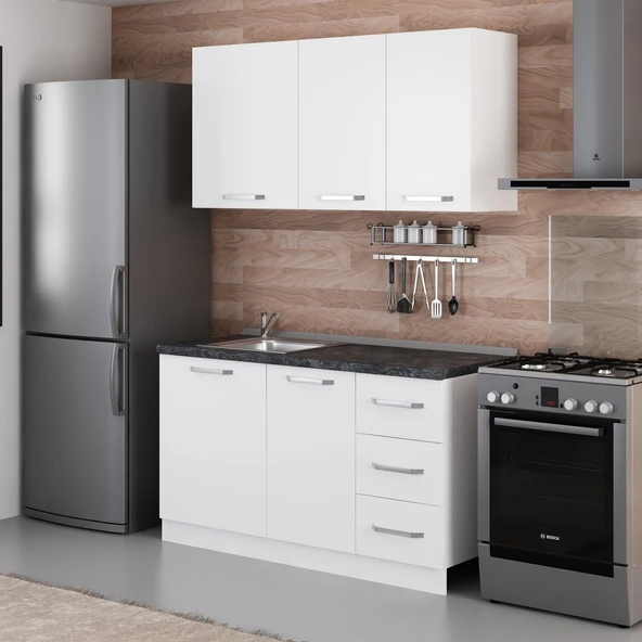 Minar 145 Cm Mutfak Dolabı Beyaz 145-B1 - Resim 4