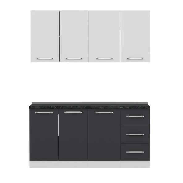 Minar 165 Cm Mutfak Dolabı Beyaz Antrasit 165-A1 - Resim 6