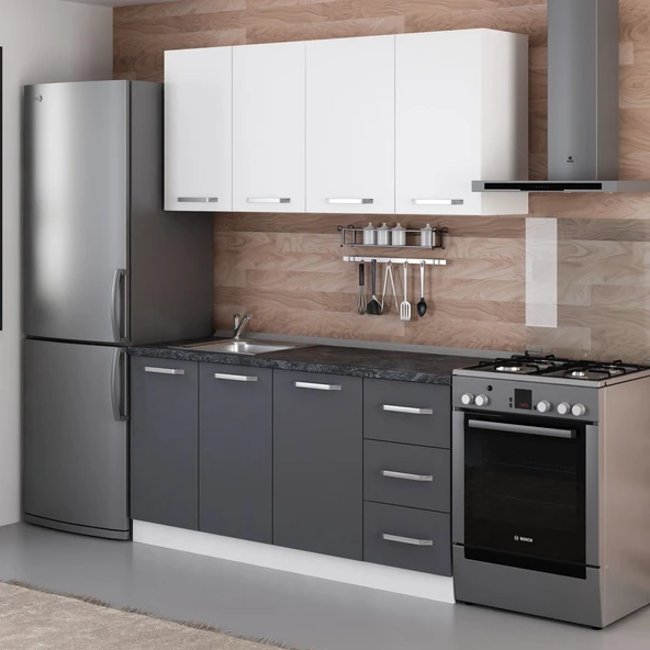 Minar 165 Cm Mutfak Dolabı Beyaz Antrasit 165-A1 - Resim 5