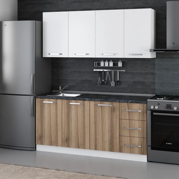 Minar 175 Cm Mutfak Dolabı Beyaz Dore 175-D1 - Resim 3