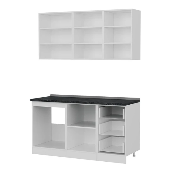 Minar 155 Cm Mutfak Dolabı Beyaz Antrasit 155-A1 - Resim 4