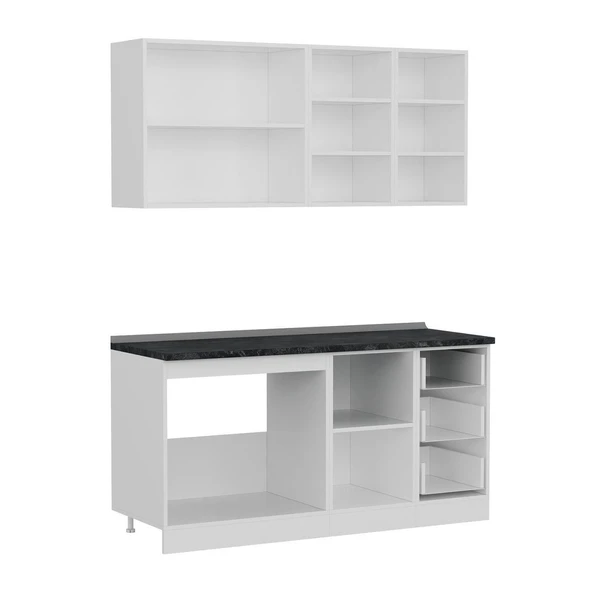 Minar 165 Cm Mutfak Dolabı Beyaz Dore 165-D2 - Resim 7