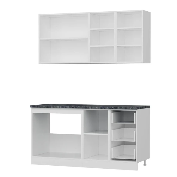 Minar 160 Cm Mutfak Dolabı Beyaz Antrasit 160-A2 - Resim 4