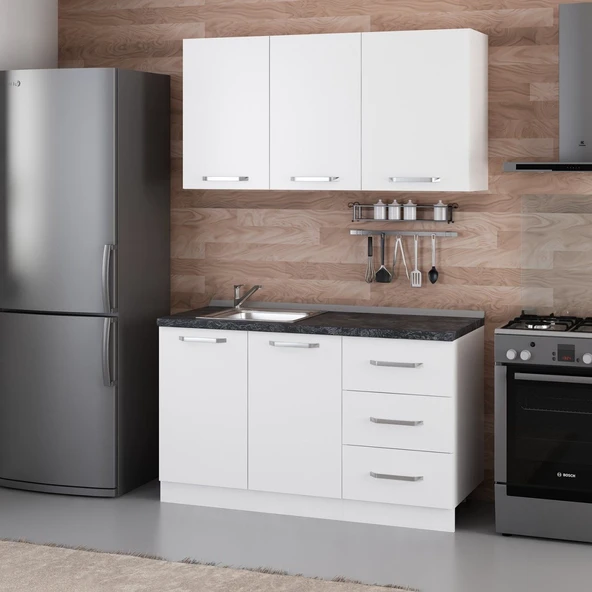 Minar 140 Cm Mutfak Dolabı Beyaz 140-B1 - Resim 3