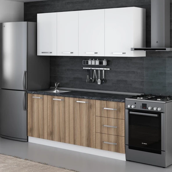 Minar 190 Cm Mutfak Dolabı Beyaz Dore 190-D1 - Resim 5