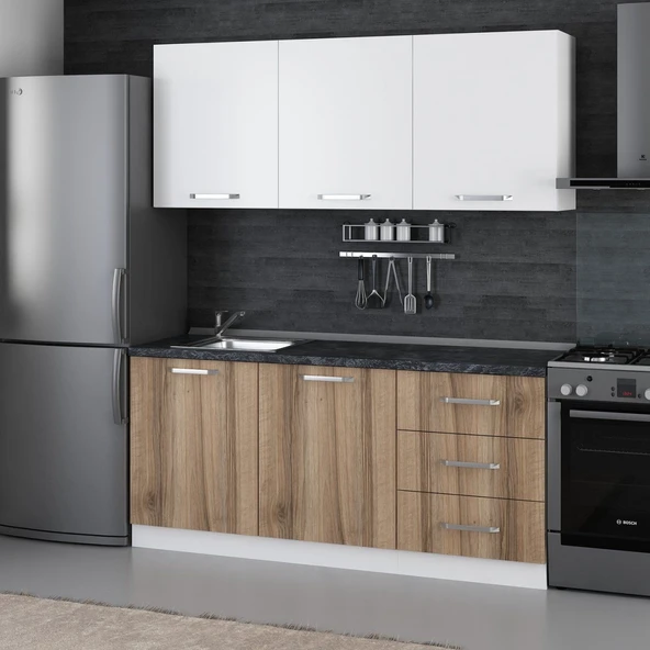 Minar 180 Cm Mutfak Dolabı Beyaz Dore 180-D1 - Resim 3